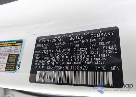 2020 Hyundai Palisade Sel из США, поврежденный, VIN KM8R3DHE3LU118929